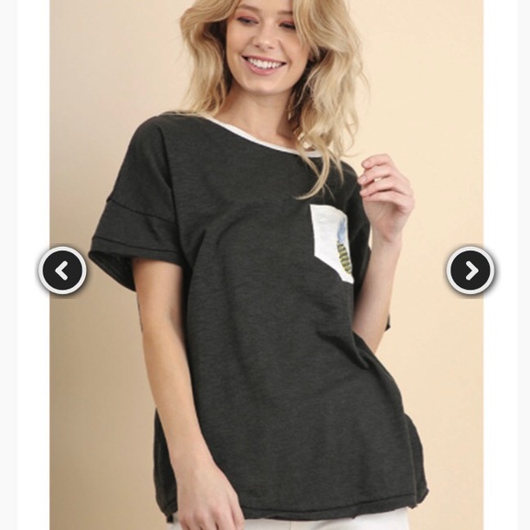 New Umgee Ash Grey Pineapple Pocket Tee - Picture 4 of 8